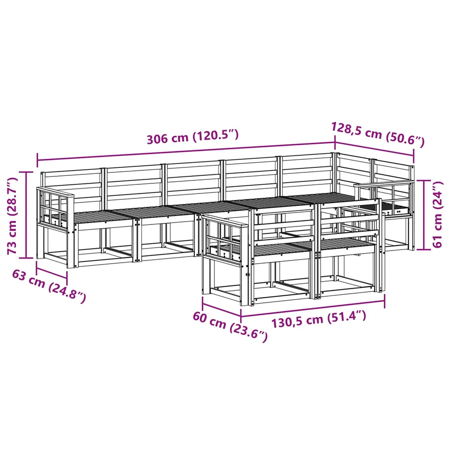Ensemble de canapés d'extérieur 8 pcs Blanc - 7