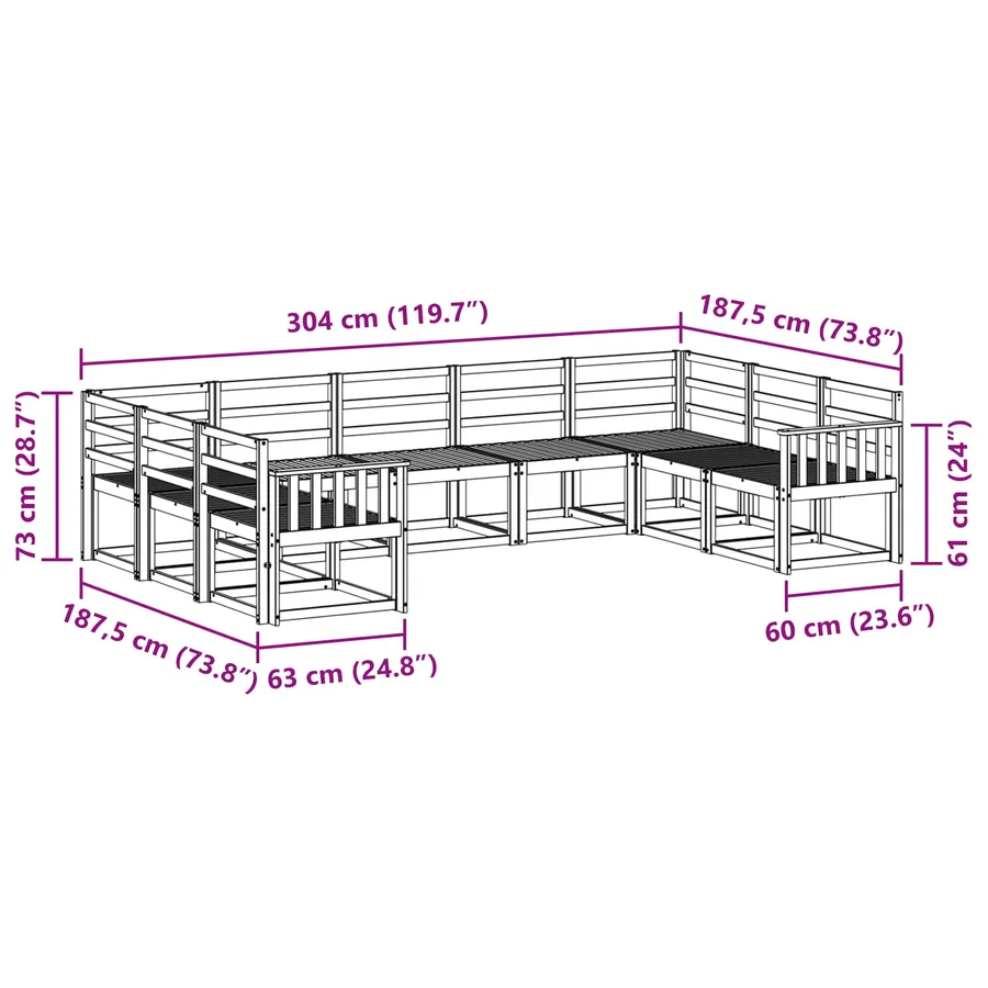 Ensemble de canapés d'extérieur 9 pcs Blanc - 7