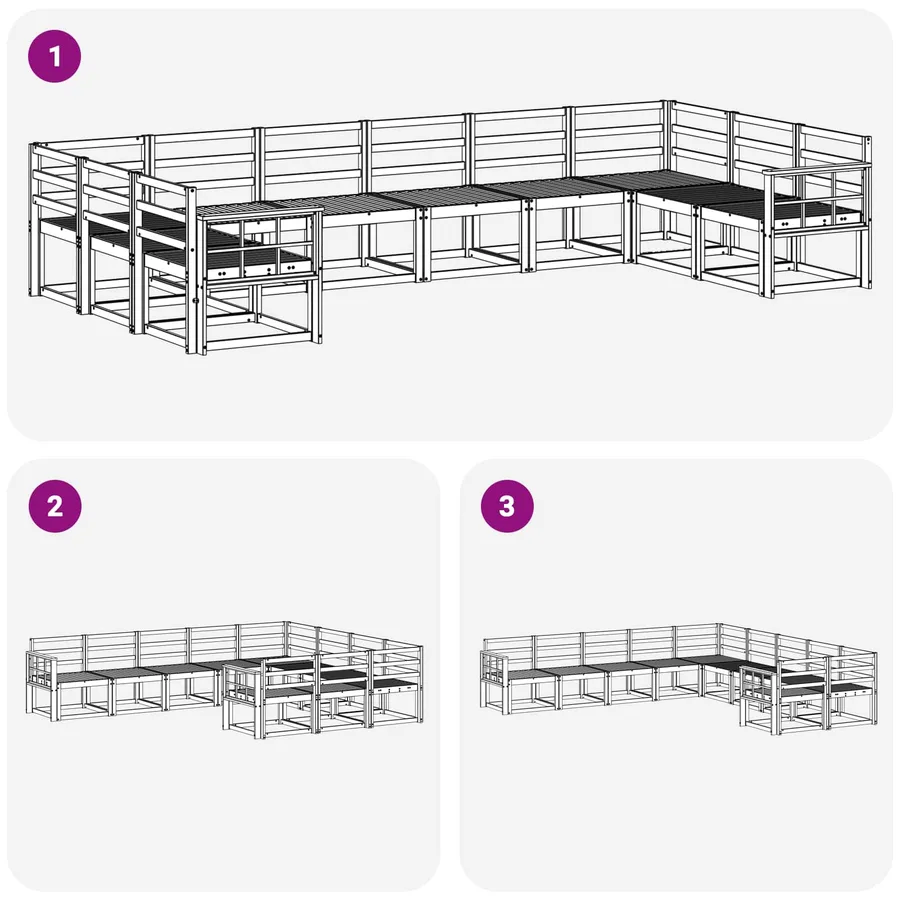 Ensemble de canapés d'extérieur 10 pcs Blanc - 6