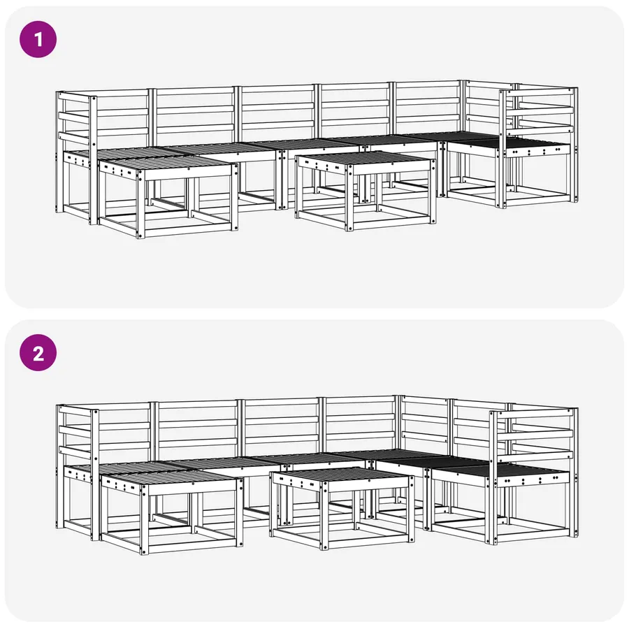 Ensemble de canapés d'extérieur 8 pcs Blanc - 9