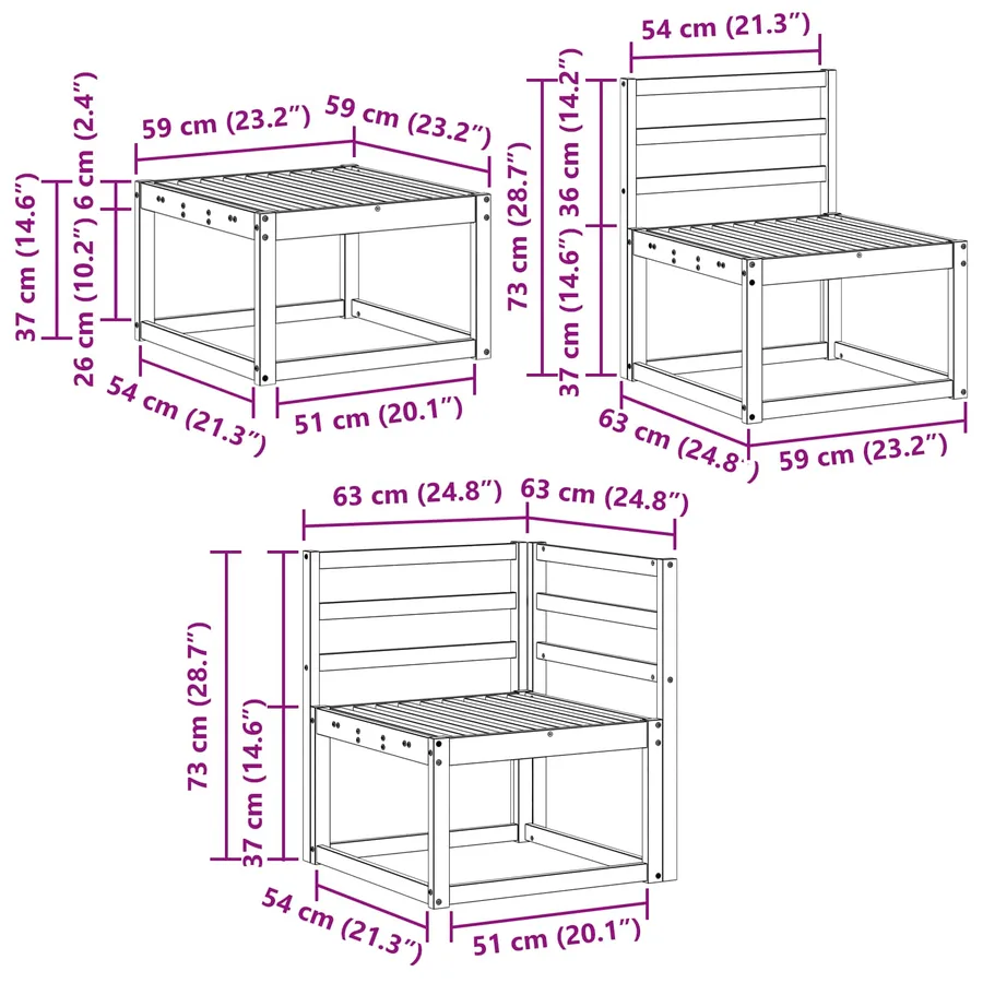 Ensemble de canapés d'extérieur 8 pcs Blanc - 9