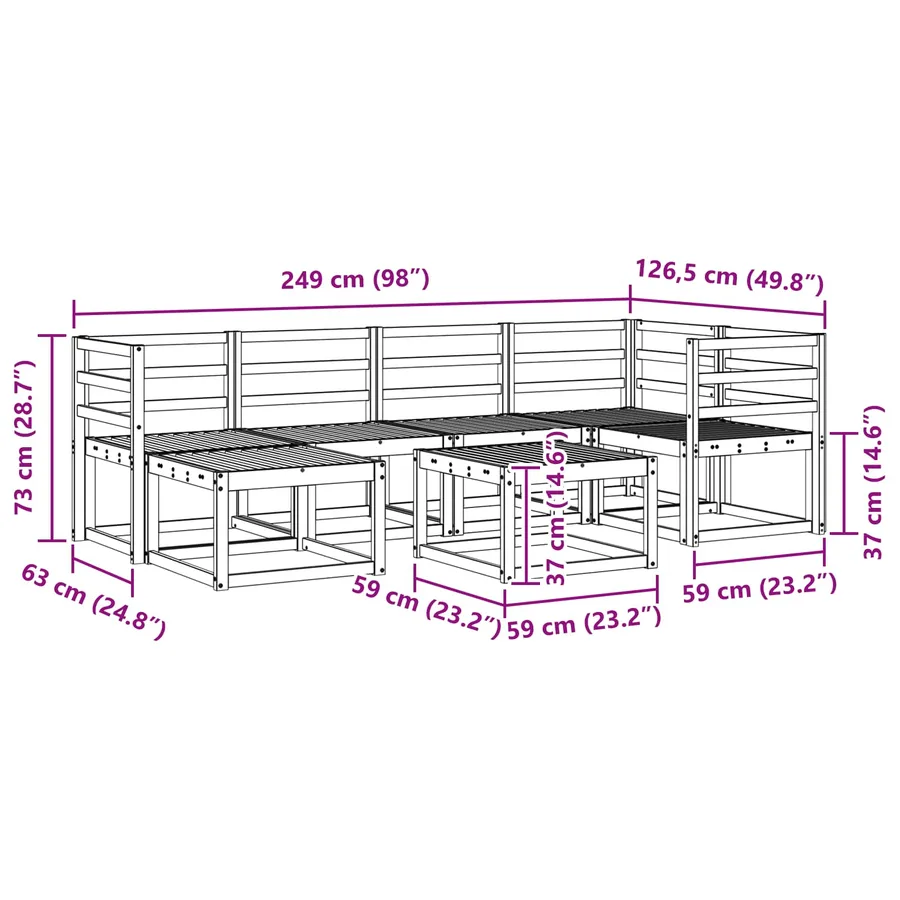Ensemble de canapés d'extérieur 7 pcs Blanc - 9