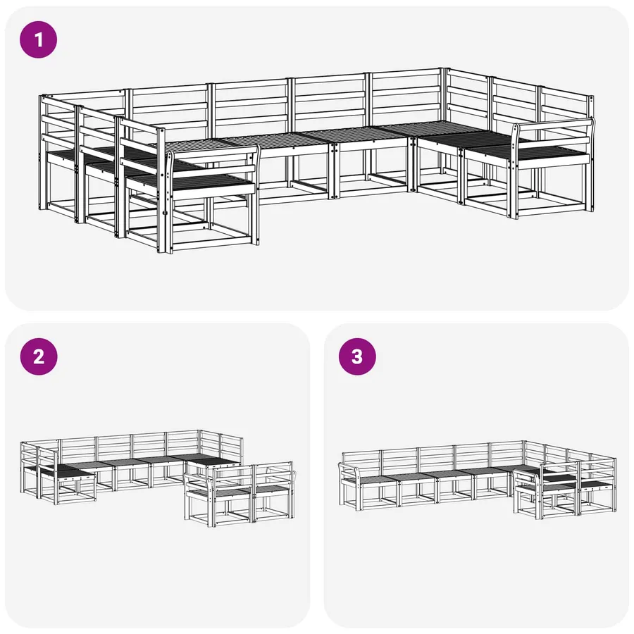 Ensemble de canapés d'extérieur 9 pcs Blanc - 6