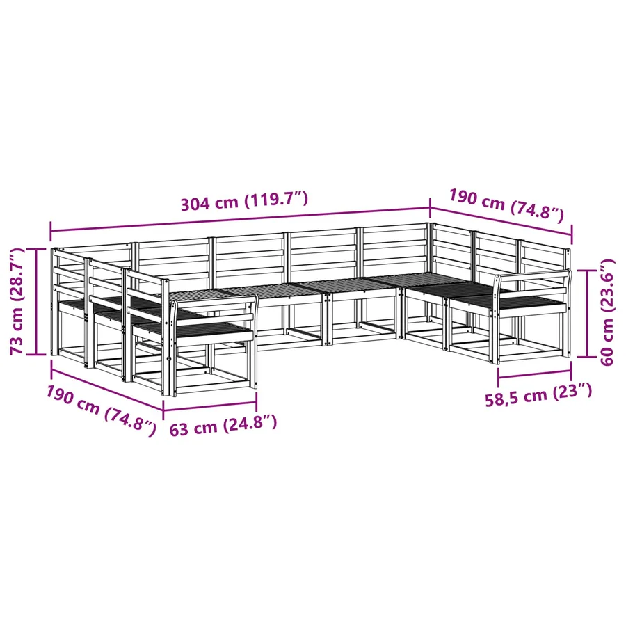 Ensemble de canapés d'extérieur 9 pcs Blanc - 7