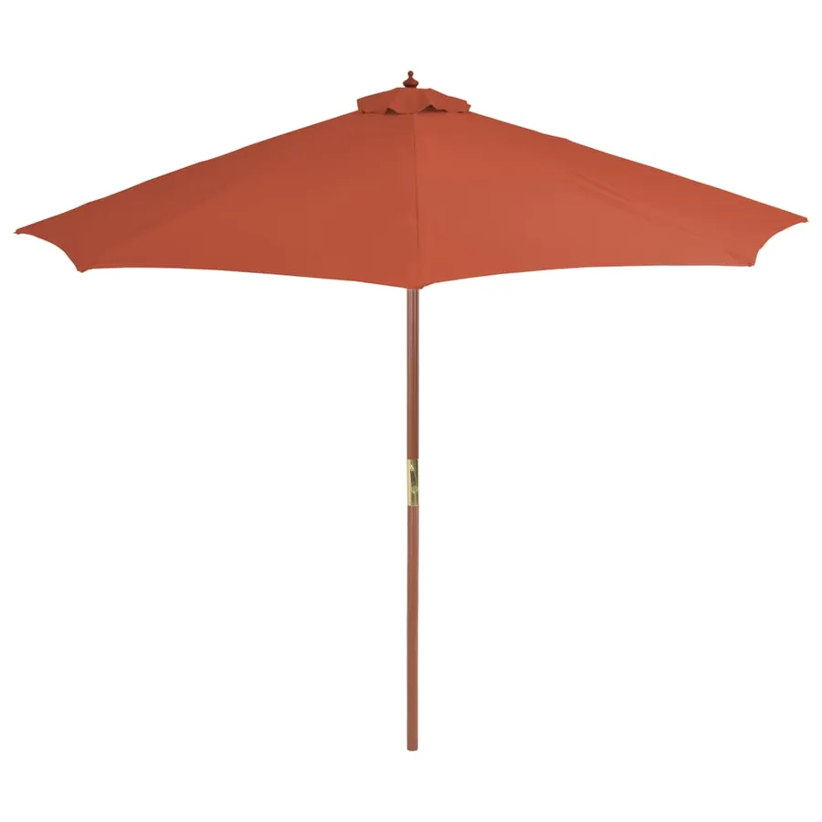 Parasol d'extérieur avec mât en bois 300 cm terre cuite - 2