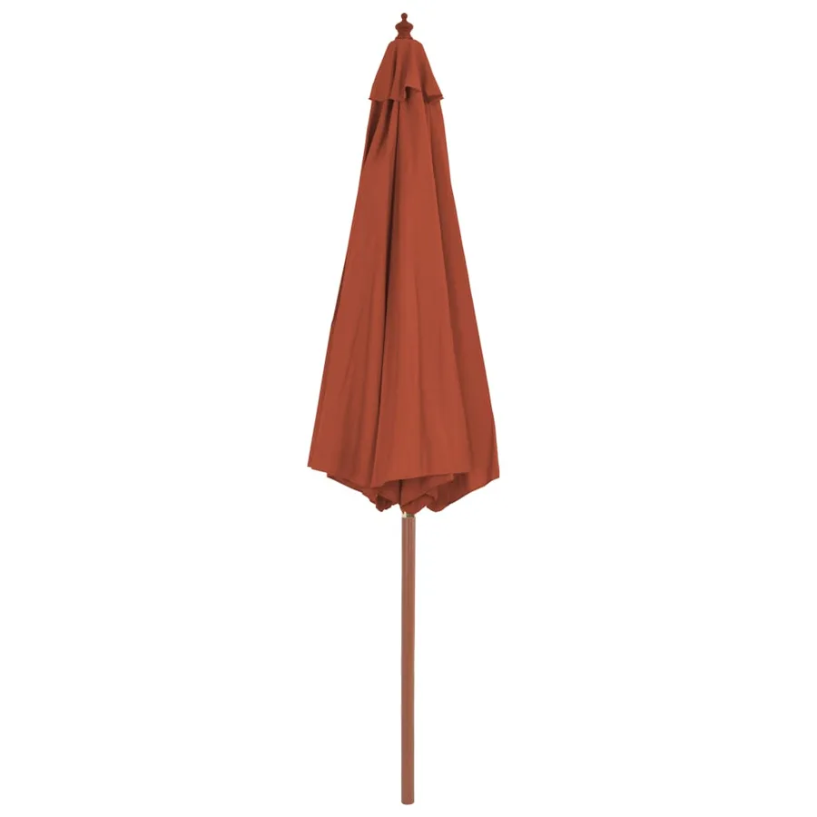 Parasol d'extérieur avec mât en bois 300 cm terre cuite - 3