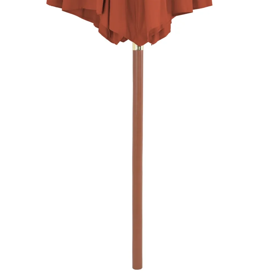 Parasol d'extérieur avec mât en bois 300 cm terre cuite - 4