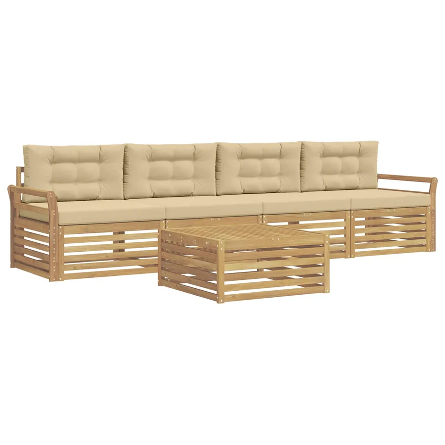 Ensemble de canapés d'extérieur 5 pc Blanc et Beige - 2