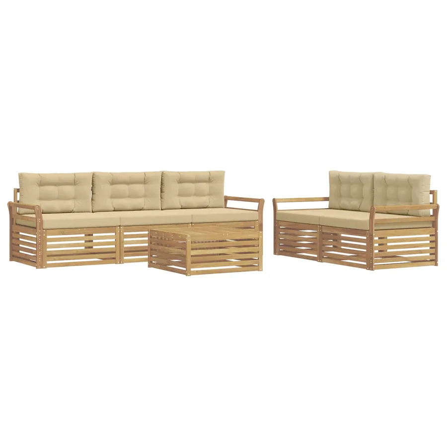 Ensemble de canapés d'extérieur 6 pc Blanc et Beige - 2