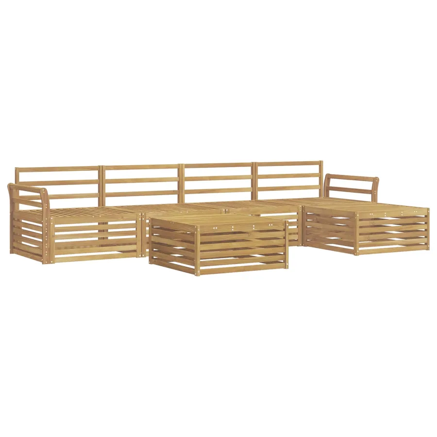 Ensemble de canapés d'extérieur 6 pc Blanc Bois d'Acacia Massif - 2