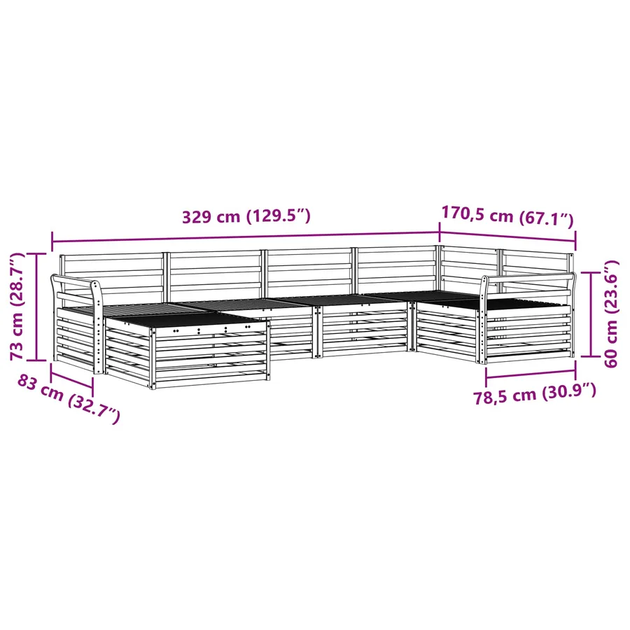 Ensemble de canapés d'extérieur 6 pc Blanc Bois d'Acacia Massif - 8