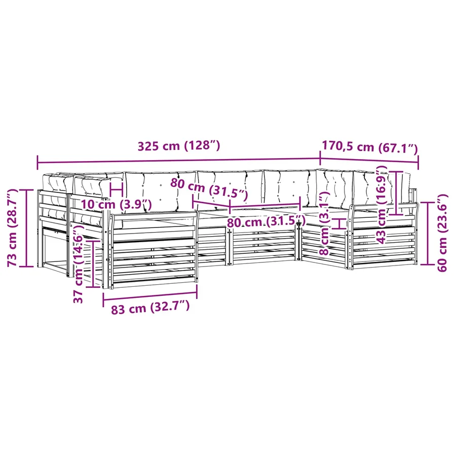 Ensemble de canapés d'extérieur 6 pc Blanc et anthracite - 7