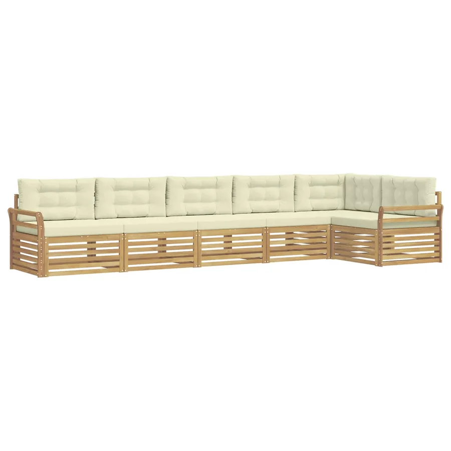 Ensemble de canapés d'extérieur 6 pc Blanc et crème Polyester - 2