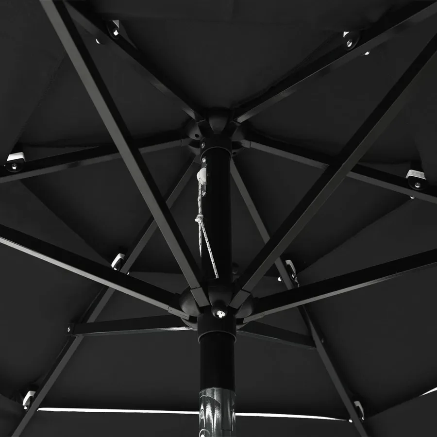 Parasol de jardin à 3 niveaux avec mât en aluminium noir - 5