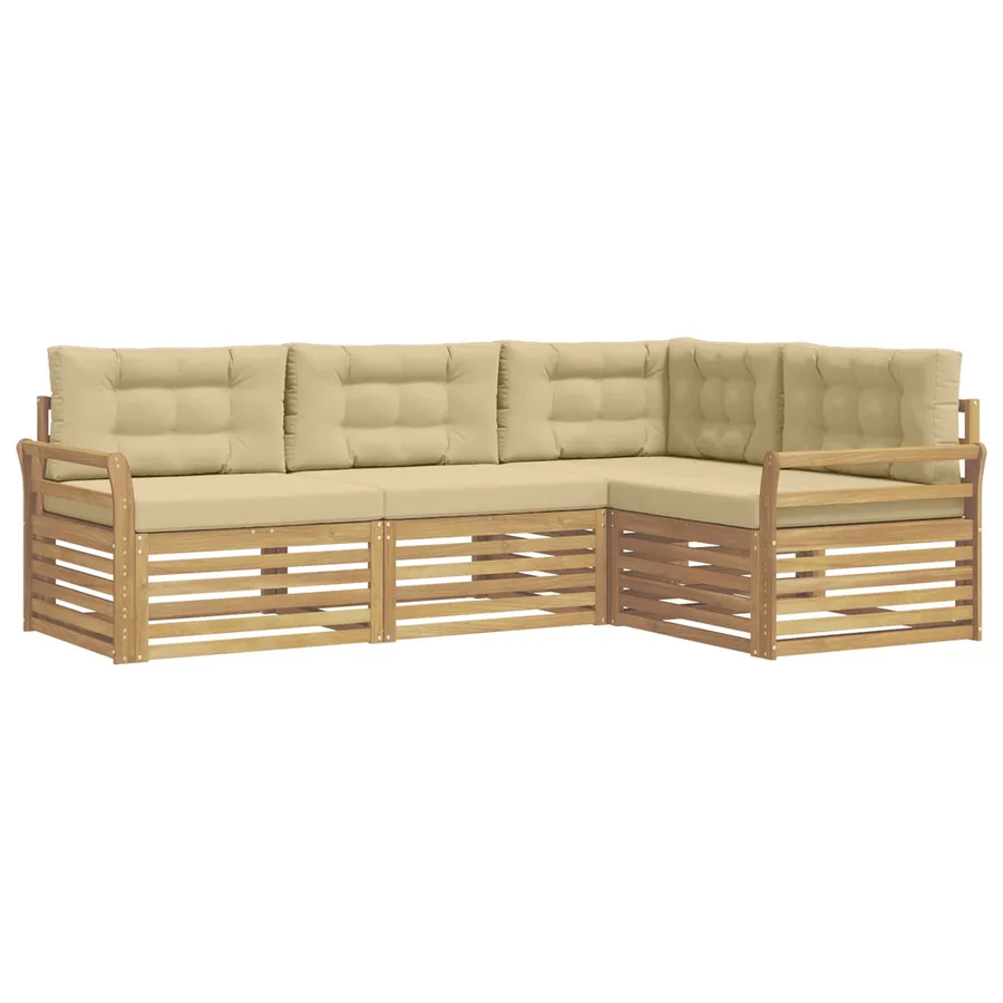 Ensemble de canapés d'extérieur 4 pc Blanc et Beige Polyester - 2