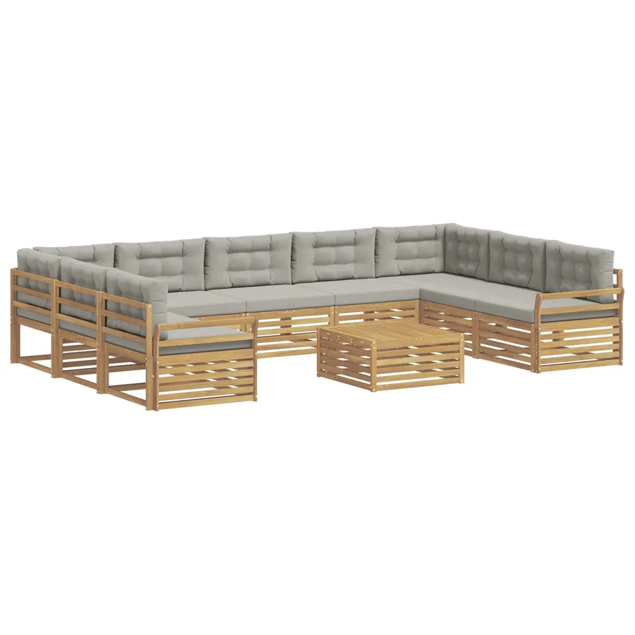 Ensemble de canapés d'extérieur 10 pc Blanc et gris clair - 2