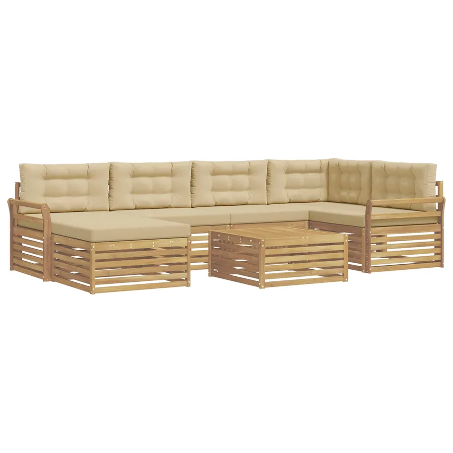 Ensemble de canapés d'extérieur 7 pc Blanc et Beige - 2
