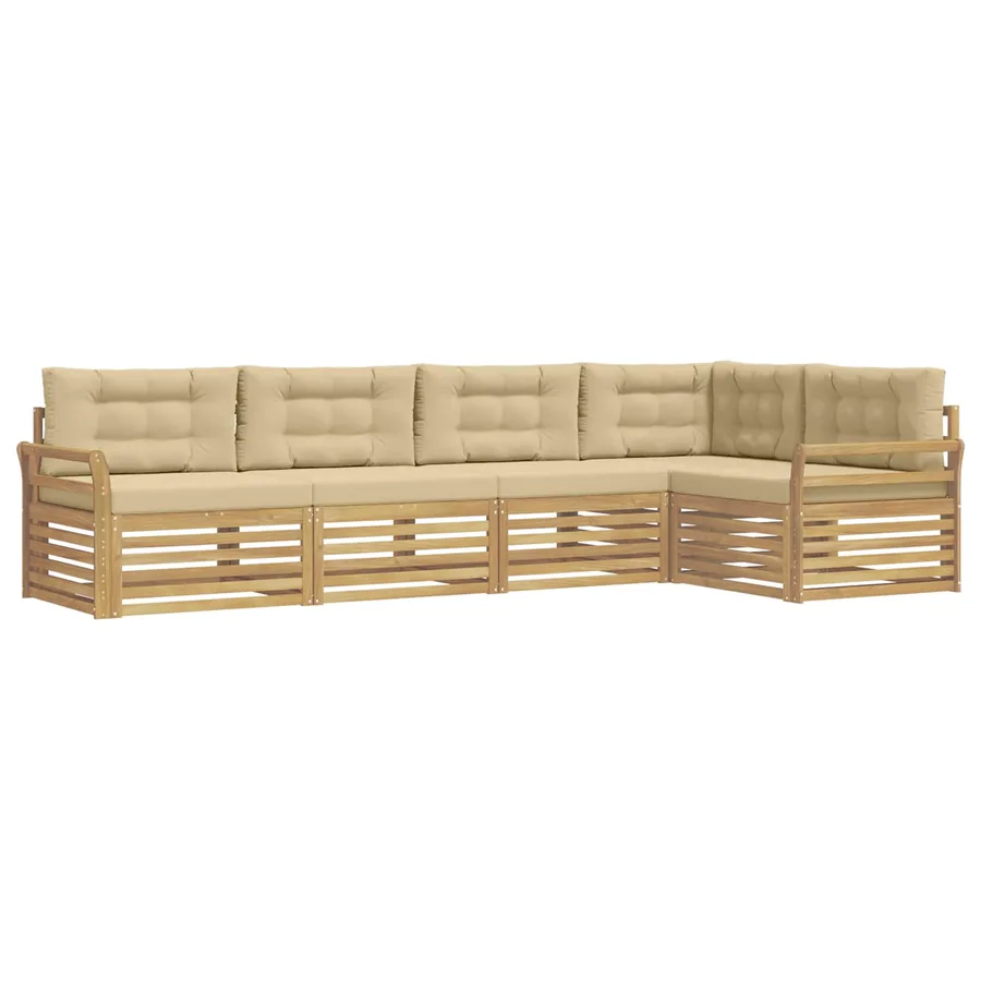 Ensemble de canapés d'extérieur 5 pc Blanc et Beige Polyester - 2