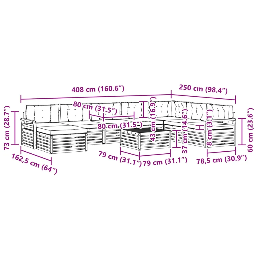 Ensemble de canapés d'extérieur 9 pc Blanc et crème - 8