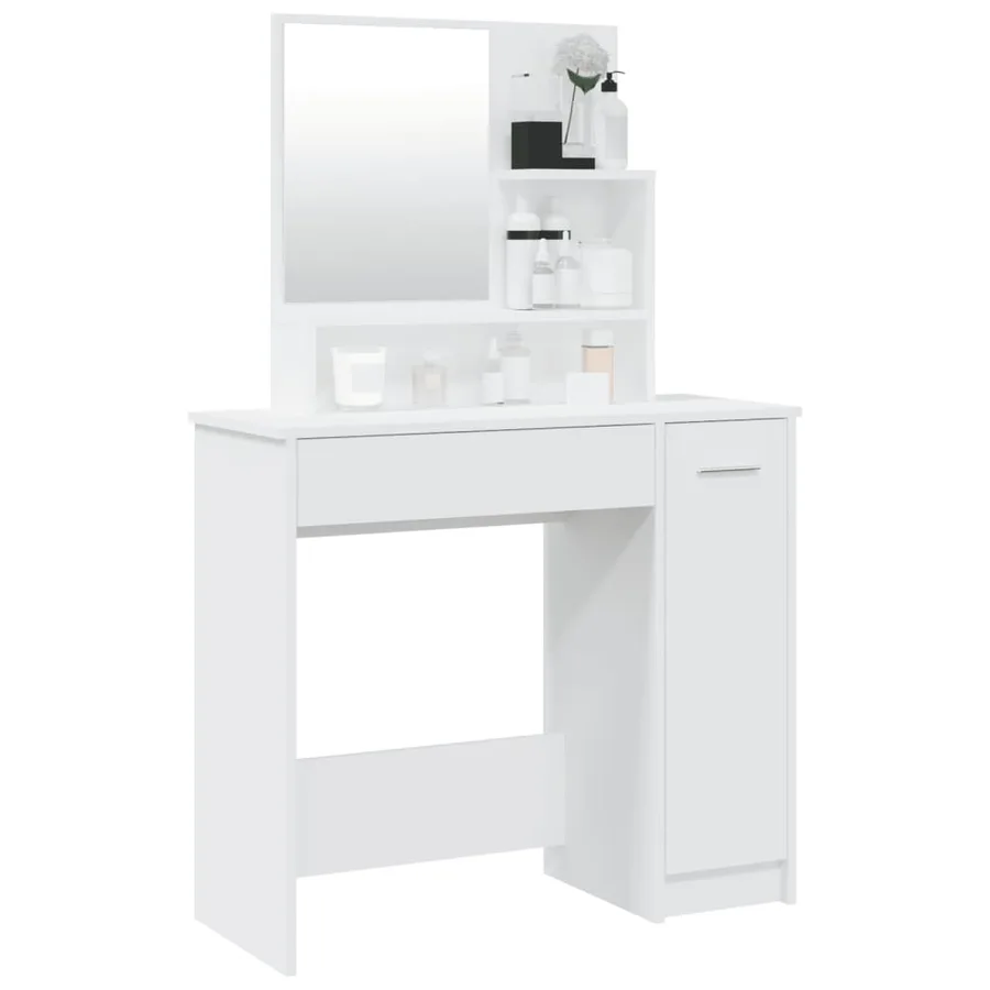 Coiffeuse avec miroir blanc 86,5x35x136 cm - 4