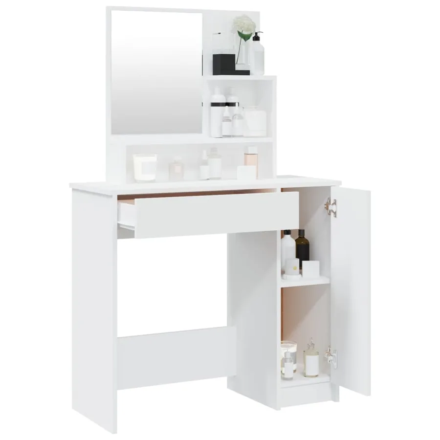 Coiffeuse avec miroir blanc 86,5x35x136 cm - 5