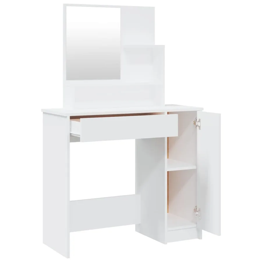 Coiffeuse avec miroir blanc 86,5x35x136 cm - 7
