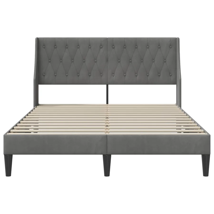 Cadre de lit avec tête de lit Gris foncé 137 x 190 cm Velours - 4