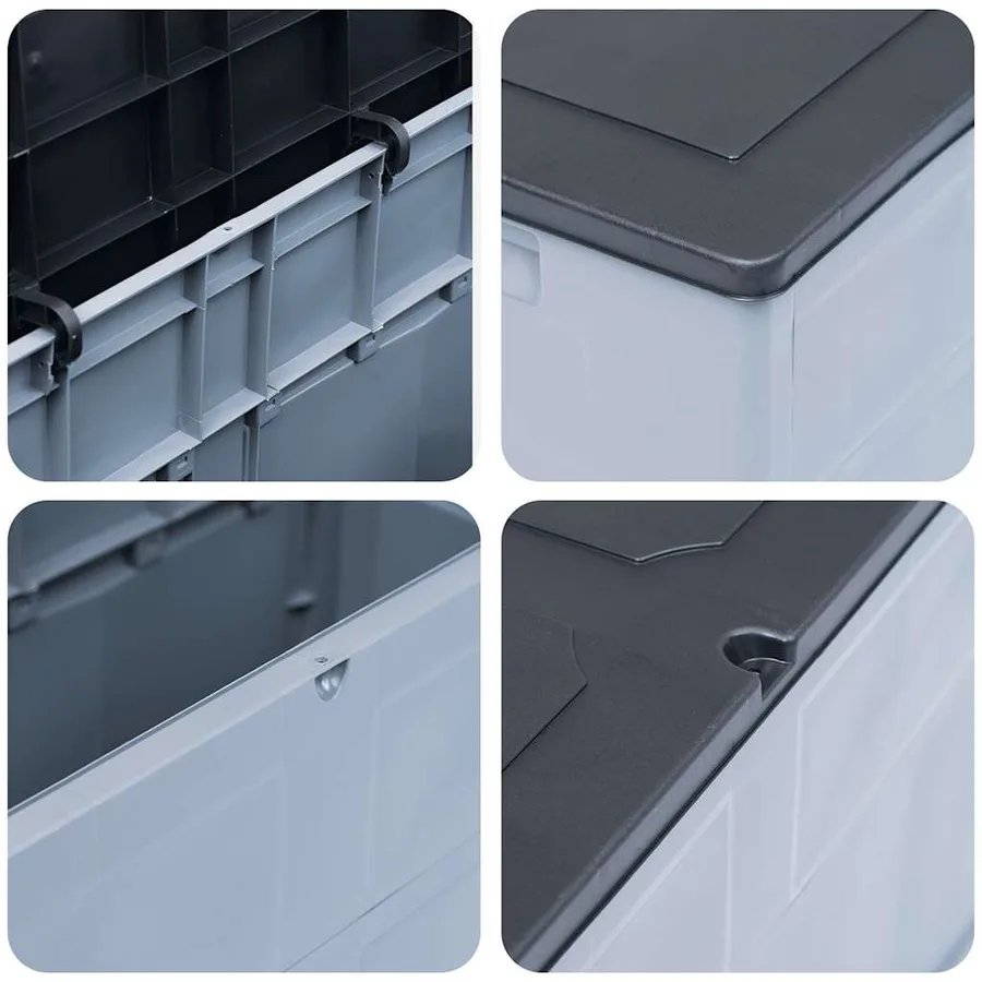 Boîte de rangement de jardin 320 L Gris Noir - 7