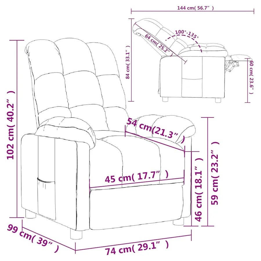 Fauteuil inclinable Gris foncé Tissu - 9