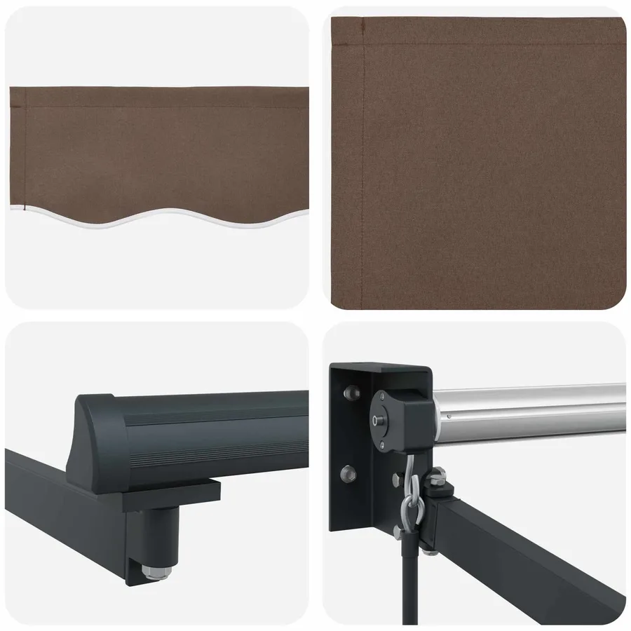 Auvent rétractable Taupe 3 x 2 m 100% Polyester et Aluminium - 4
