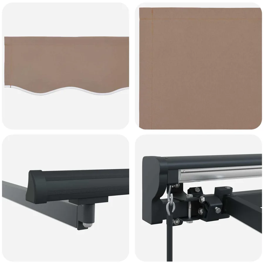 Auvent rétractable manuel Taupe 3 x 2 m Polyester et Aluminium - 4