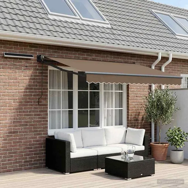 Auvent rétractable électrique Taupe 100% Polyester et Aluminium