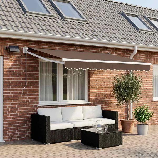 Store rétractable manuel avec LEDs Taupe