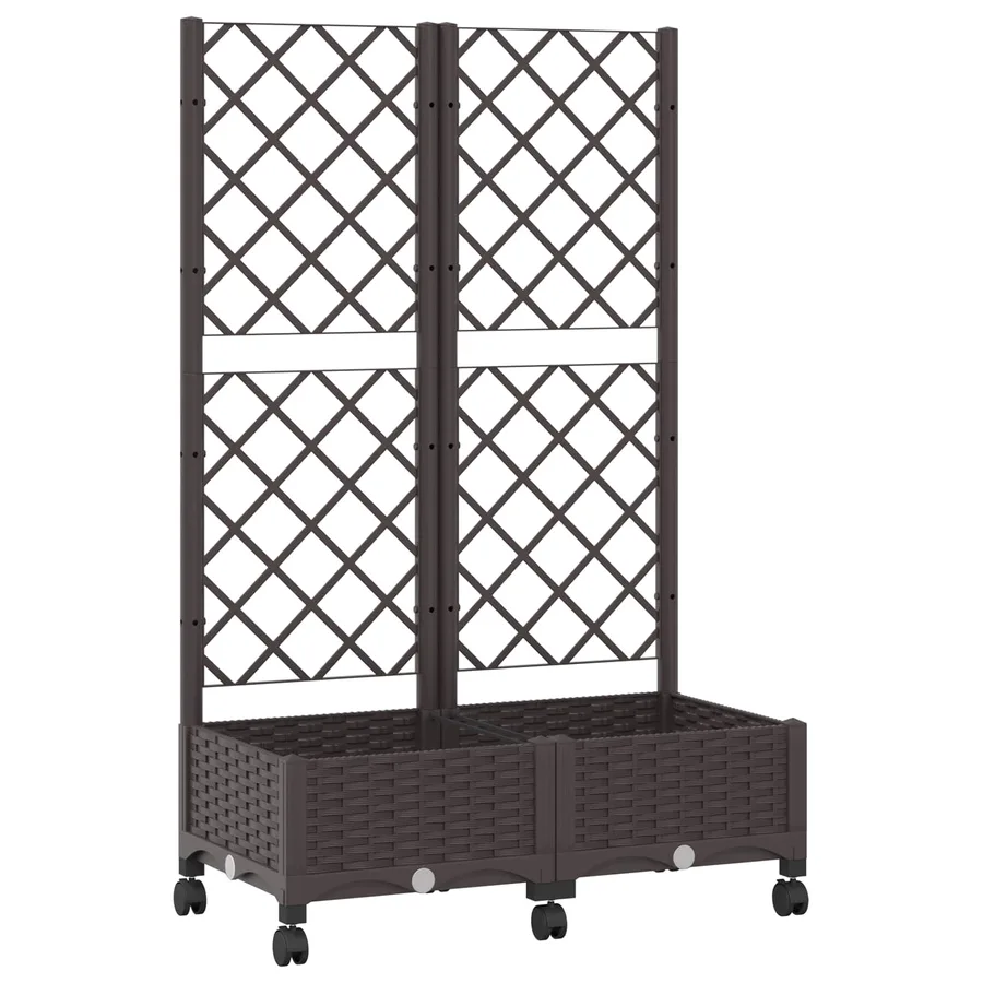 Bac de jardin avec treillis et roues Marron 80 x 40 x 131,5 cm - 2