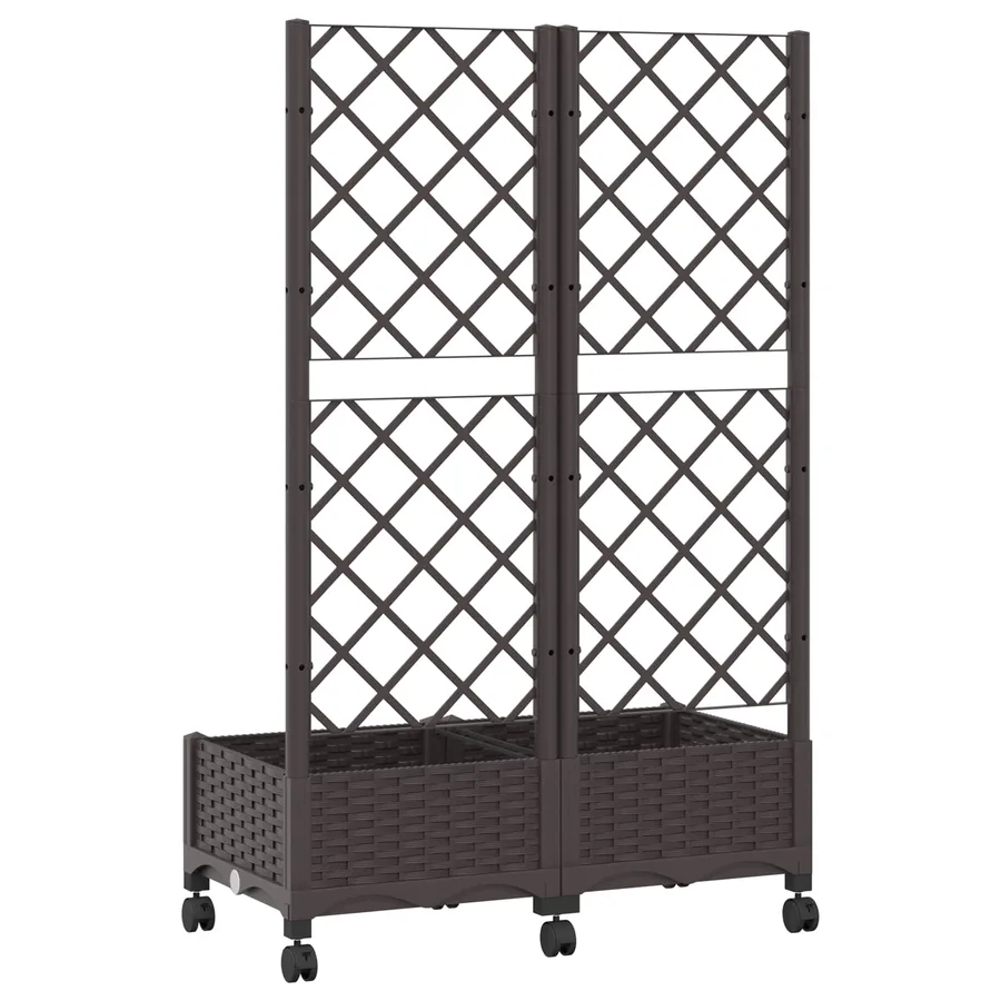 Bac de jardin avec treillis et roues Marron 80 x 40 x 131,5 cm - 5