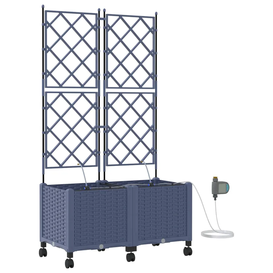 Porte-plante de jardin avec irrigation et roues 2 pc Gris PP - 2