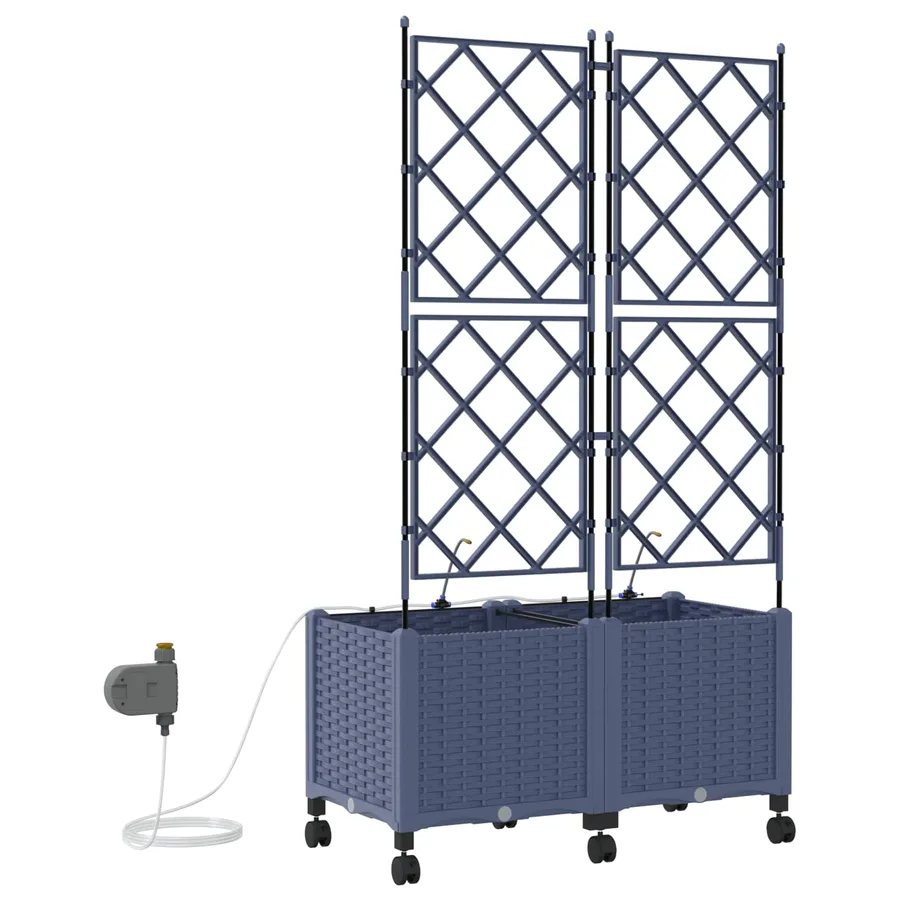 Porte-plante de jardin avec irrigation et roues 2 pc Gris PP - 4