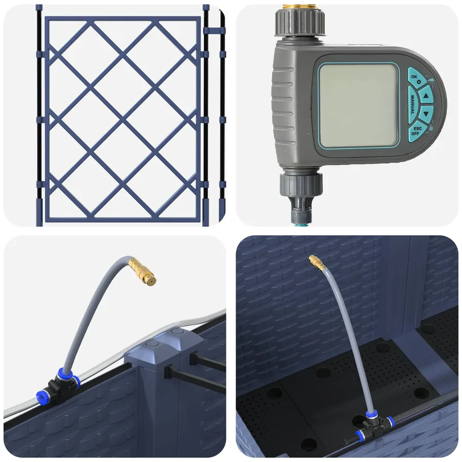 Porte-plante de jardin avec irrigation et roues 2 pc Gris PP - 5