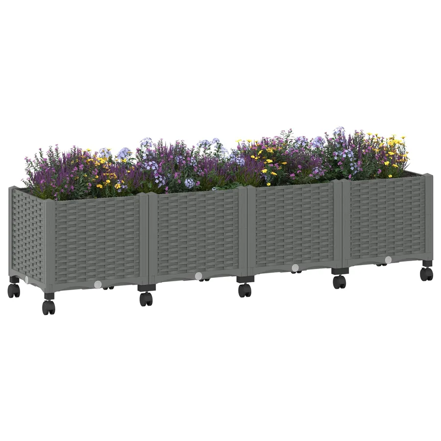 Jardinière avec Roues Gris clair 160 x 40 x 48 cm PP - 3