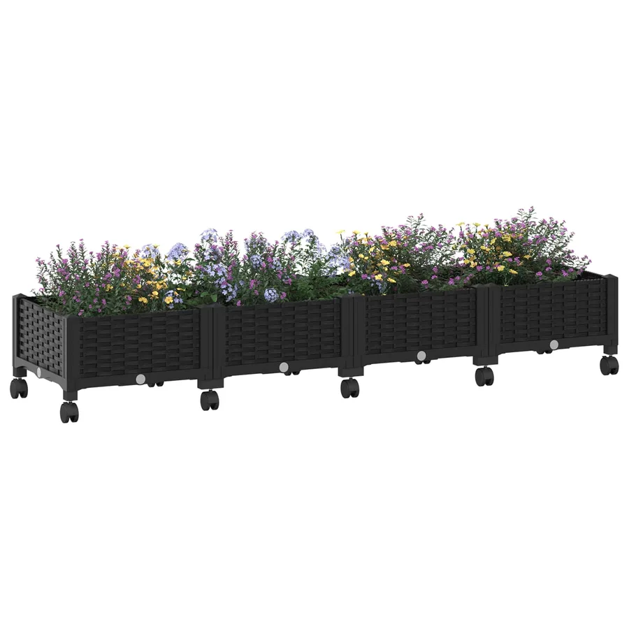 Jardinière avec Roues Noir 160 x 40 x 29 cm PP - 3