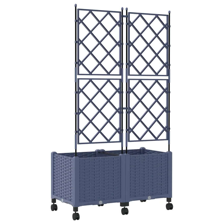 Bac de jardin avec treillis et roues 2 pc Gris 80 x 40 x 149 cm - 4