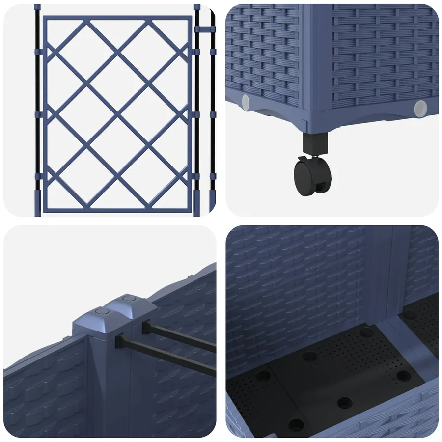 Bac de jardin avec treillis et roues 2 pc Gris 80 x 40 x 149 cm - 5