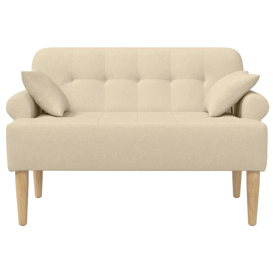 Canapé love seat avec capitonnage en boutons Crème Tissu - 3