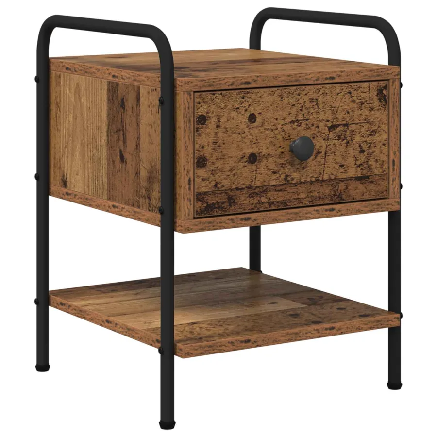 Table de chevet 2 pc Bois ancien Bois d'ingénierie - 4