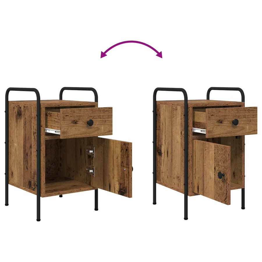 Table de chevet 2 pc Bois ancien 35 x 36,5 x 61 cm - 12