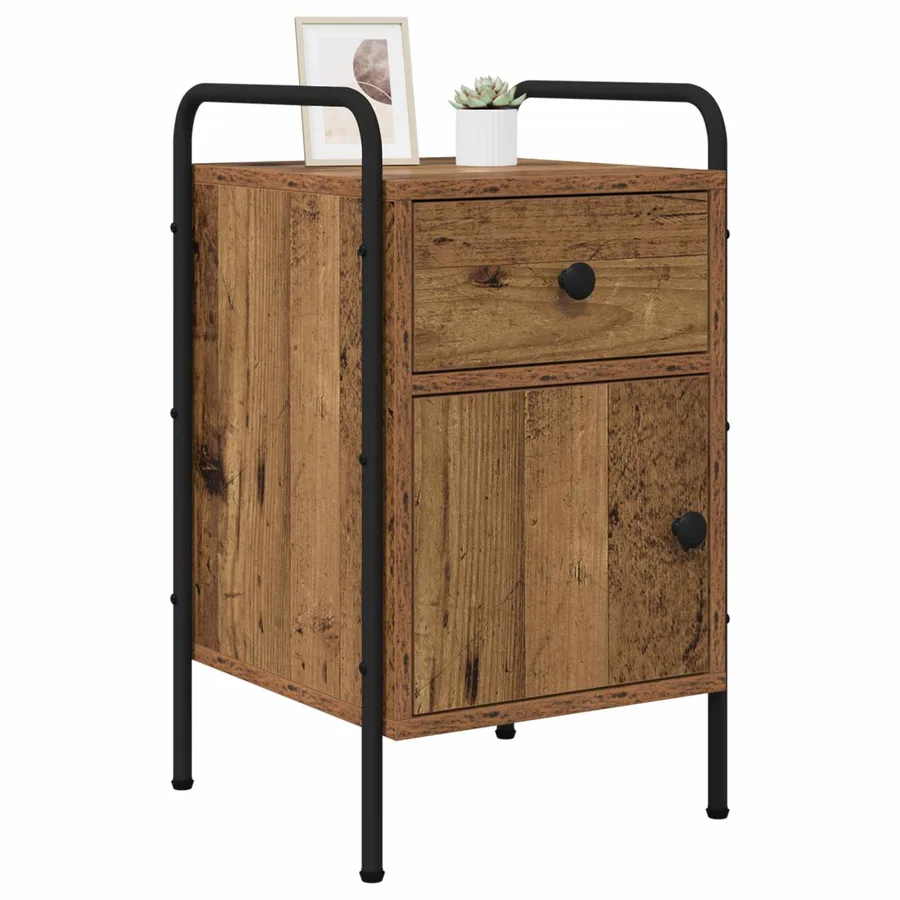 Table de chevet 2 pc Bois ancien 35 x 36,5 x 61 cm - 2