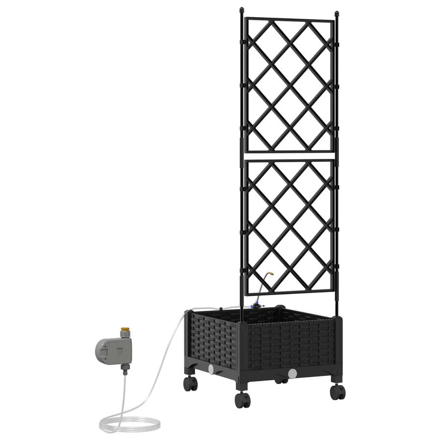 Porte-plante de jardin avec irrigation et roues Noir PP - 4