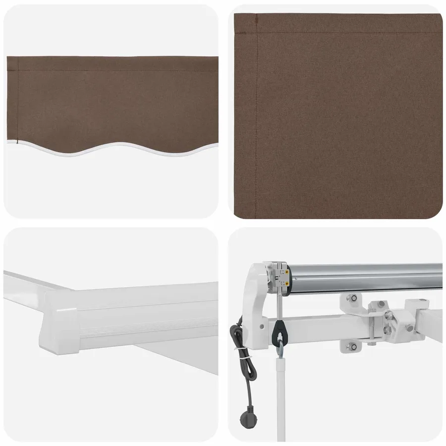 Auvent rétractable Taupe 450 × 350 cm Polyester - 6