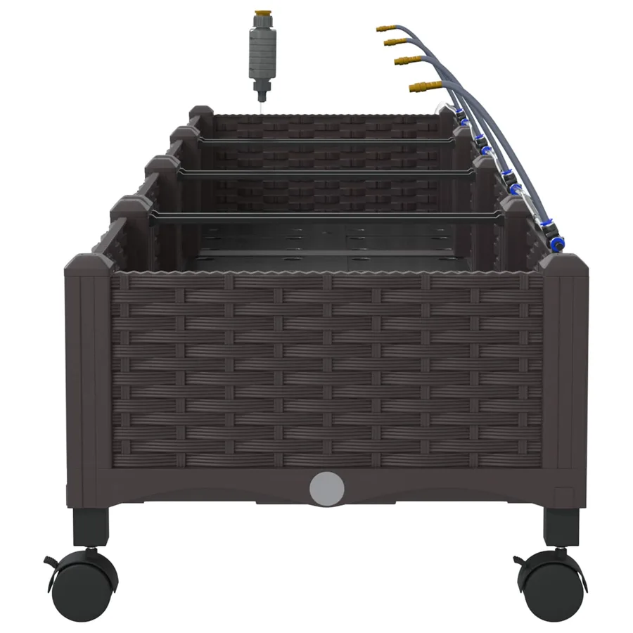 Porte-plante de jardin avec irrigation et roues 4 pc Marron PP - 3