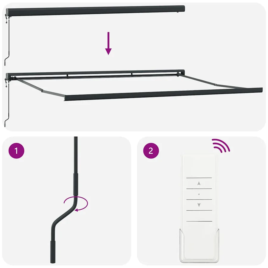 Auvent rétractable jaune et blanc 5x3 m tissu et aluminium - 12